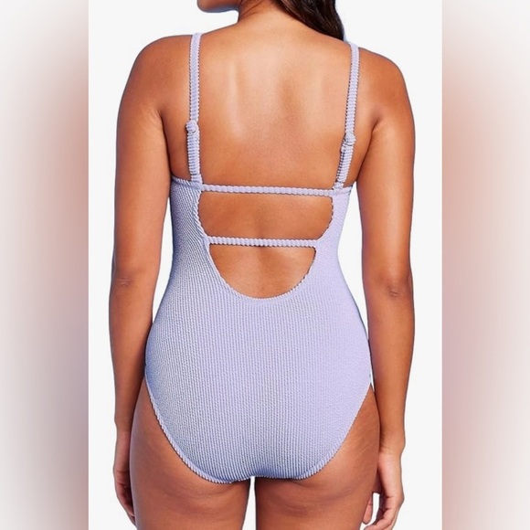 Kona Sol Women's Pucker Textured Square Neck High Coverage One Piece Swimsuit XL - Picture 1 of 7